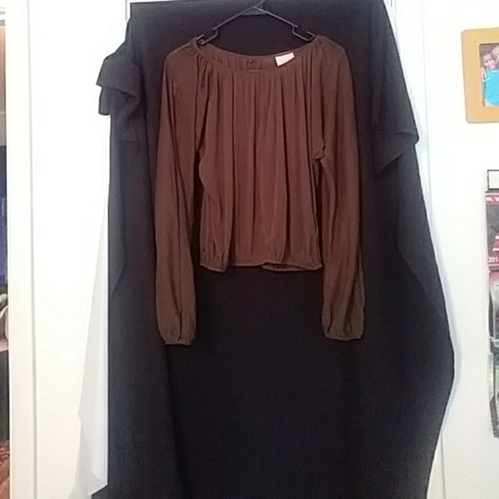 Long-sleeved sheer blouse